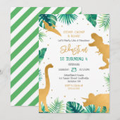 Invitation Dinosaur Stomp Chomp Roar Birthday Party (Devant / Derrière)