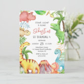 Invitation Dinosaur Stomp Chomp Roar Birthday Party (Debout devant)