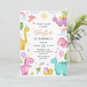 Invitation Dinosaur Stomp Chomp Roar Birthday Party (Debout devant)