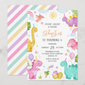 Invitation Dinosaur Stomp Chomp Roar Birthday Party (Devant / Derrière)