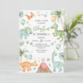 Invitation Dinosaur Stomp Chomp Roar Birthday Party (Debout devant)