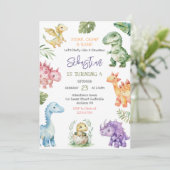 Invitation Dinosaur Stomp Chomp Roar Birthday Party (Debout devant)