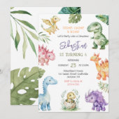 Invitation Dinosaur Stomp Chomp Roar Birthday Party (Devant / Derrière)