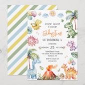 Invitation Dinosaur Stomp Chomp Roar Birthday Party (Devant / Derrière)