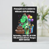 Invitation Dinosaur, T Rex, 12e anniversaire, fête d'annivers (Debout devant)