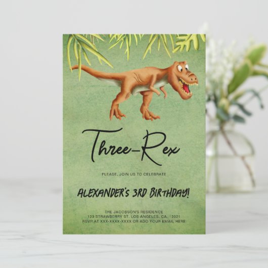 Invitation Dinosaur T Rex fête d'anniversaire (Debout devant)