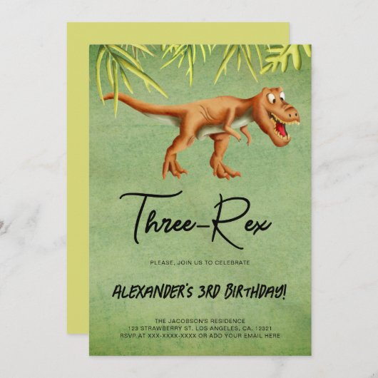 Invitation Dinosaur T Rex fête d'anniversaire (Devant / Derrière)