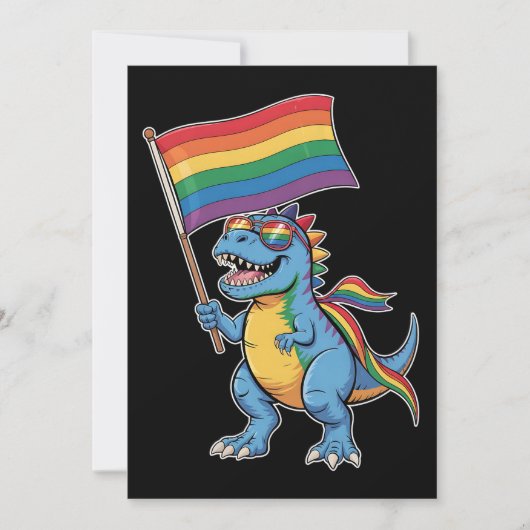 Invitation Dinosaur T Rex Gay pride LGBTQ Ally Rainbow (Devant)