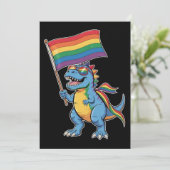 Invitation Dinosaur T Rex Gay pride LGBTQ Ally Rainbow (Debout devant)