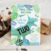 Invitation Dinosaur T-Rex Green Deuxième anniversaire