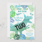 Invitation Dinosaur T-Rex Green Deuxième anniversaire (Devant)