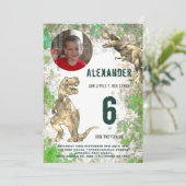 Invitation Dinosaur T Rex Jungle Anniversaire Photo (Debout devant)