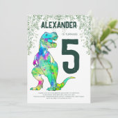 Invitation Dinosaur T-Rex Roar 5e fête d'anniversaire (Debout devant)