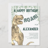 Invitation Dinosaur T-Rex Roar 5e fête d'anniversaire (Devant)