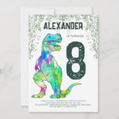 Invitation Dinosaur T-Rex Roar fête d'anniversaire (Devant)