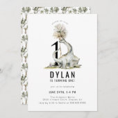 Invitation Dinosaur Thème 1ère fête d'anniversaire (Devant / Derrière)