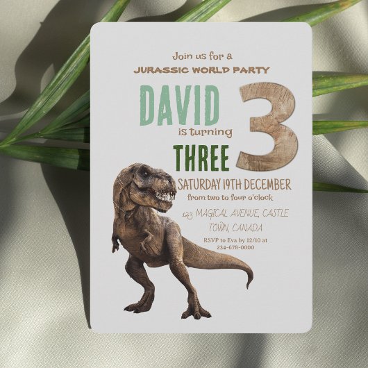 Invitation Dinosaur Thème 3ème fête d'anniversaire