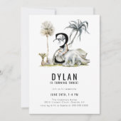 Invitation Dinosaur Thème 3ème fête d'anniversaire (Devant)