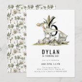Invitation Dinosaur Thème 6ème anniversaire (Devant / Derrière)