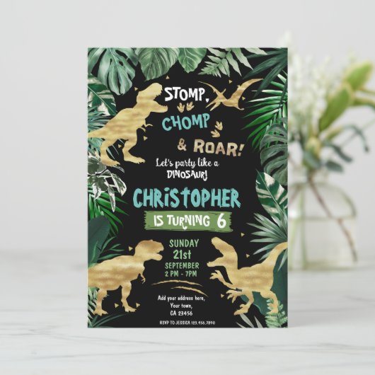 Invitation Dinosaur Thème Anniversaire (Debout devant)