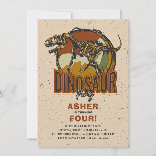 Invitation Dinosaur Thème Anniversaire (Devant)