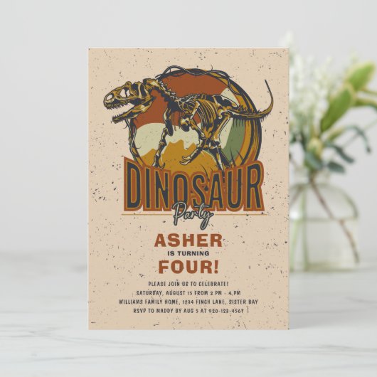 Invitation Dinosaur Thème Anniversaire (Debout devant)