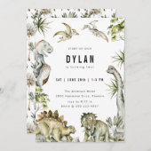 Invitation Dinosaur Thème Anniversaire (Devant / Derrière)