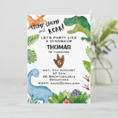 Invitation Dinosaur Thème Anniversaire de enfant Party Invita (Debout devant)