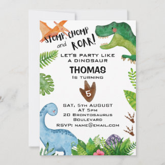 Invitation Dinosaur Thème Anniversaire de enfant Party Invita