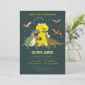 Invitation Dinosaur theme boy 5th birthday (Debout devant)
