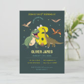 Invitation Dinosaur theme boy 6th birthday  (Debout devant)