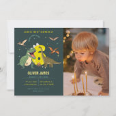 Invitation Dinosaur theme boy 6th birthday  (Devant)