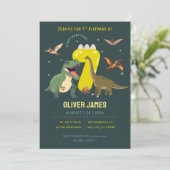 Invitation Dinosaur theme boy 7th birthday (Debout devant)
