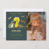 Invitation Dinosaur theme boy 7th birthday  (Devant)