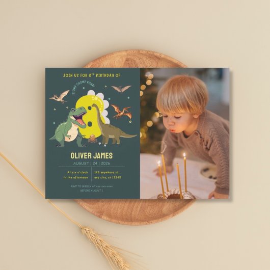 Invitation Dinosaur theme boy 8th birthday 