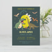 Invitation Dinosaur theme boy 9th birthday  (Debout devant)