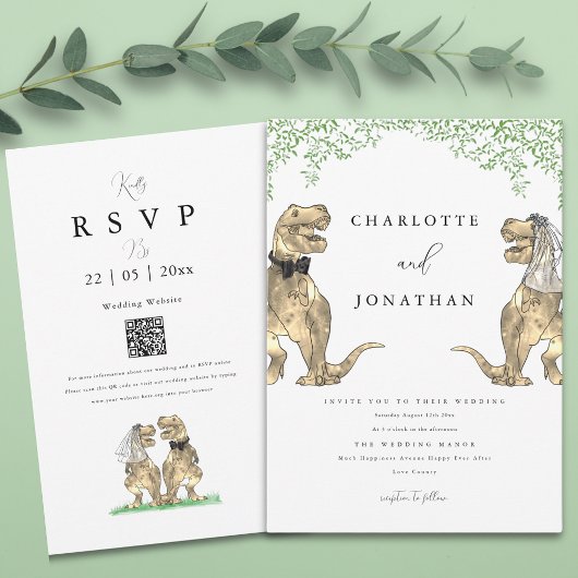 Invitation Dinosaur Thème de la verdure Mariage