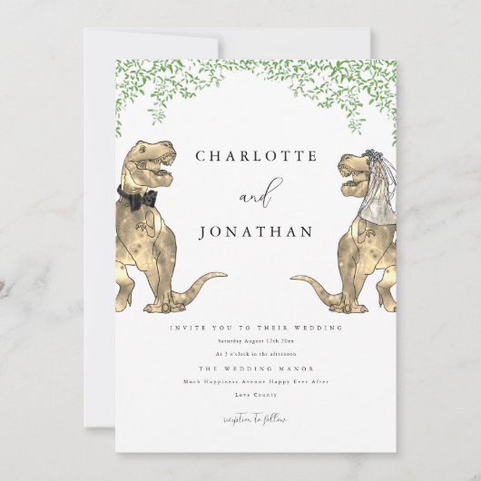 Invitation Dinosaur Thème de la verdure Mariage (Devant)