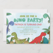 Invitation Dinosaur thème Dino fête Anniversaire (Devant)