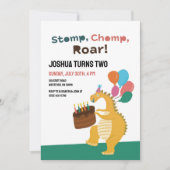 Invitation Dinosaur Thème Enfants 2e anniversaire fêtes Invit (Devant)