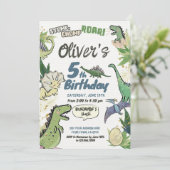 Invitation Dinosaur Thème fête Anniversaire, T Rex (Debout devant)