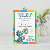 Invitation Dinosaur thème fête d'anniversaire pour enfants (Debout devant)