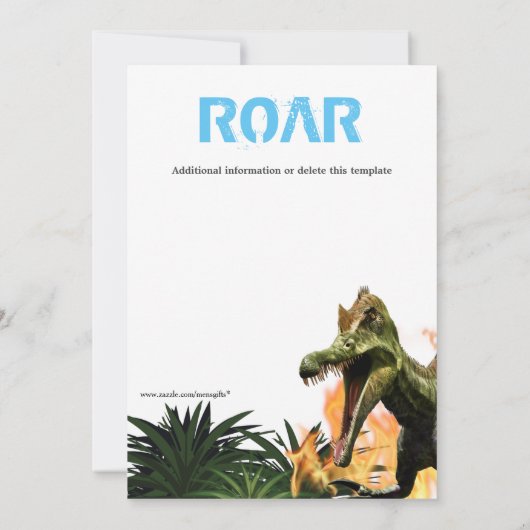 Invitation Dinosaur thème fête d'anniversaire t-rex flammes p (Dos)