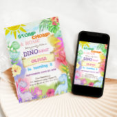 Invitation Dinosaur Thème Fille 2ème Anniversaire