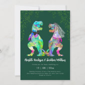 Invitation Dinosaur theme Green Wedding QR Code (Devant)