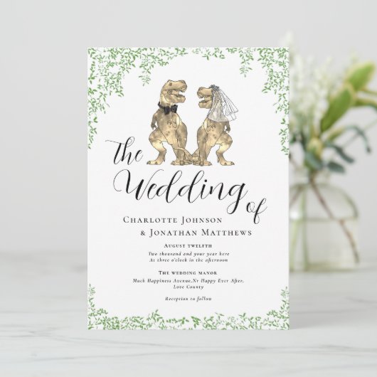 Invitation Dinosaur Thème Mariage (Debout devant)