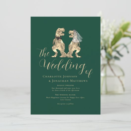 Invitation Dinosaur Thème Mariage (Debout devant)