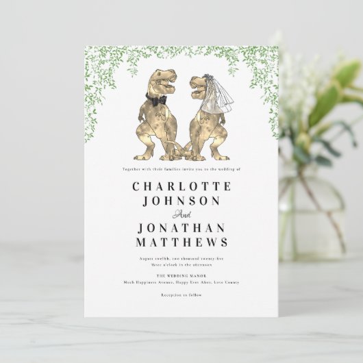 Invitation Dinosaur Thème Mariage (Debout devant)