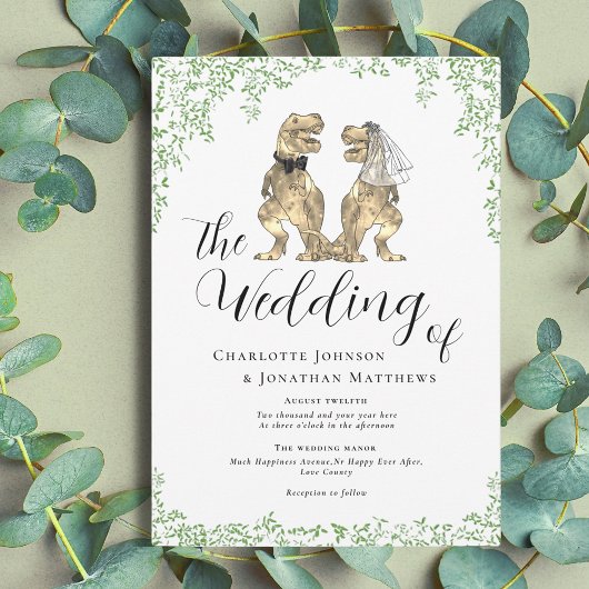 Invitation Dinosaur Thème Mariage