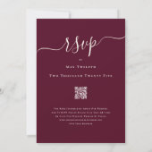 Invitation Dinosaur Thème Mariage Bourgogne Crème QR Code (Dos)